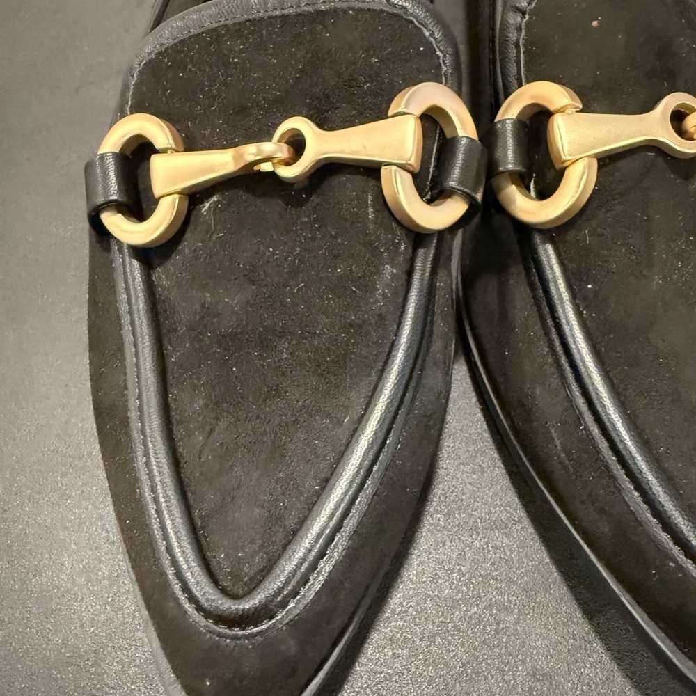 Kelly & Katie Black Loafers with Gold Accent Business Casual Classy Versatile - Picture 2 of 10
